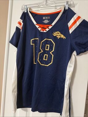 NFL Womebs Navy & White Lace-Up Football Jersey - #18 Payton Manning